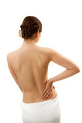 Naklejka premium Woman massaging pain back