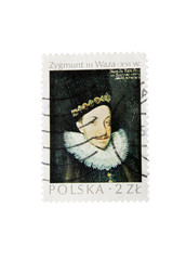 Polish postage stamp isolated on a white background