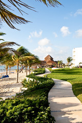 Fototapeta premium Concrete Sidewalk Along Tropical Beach