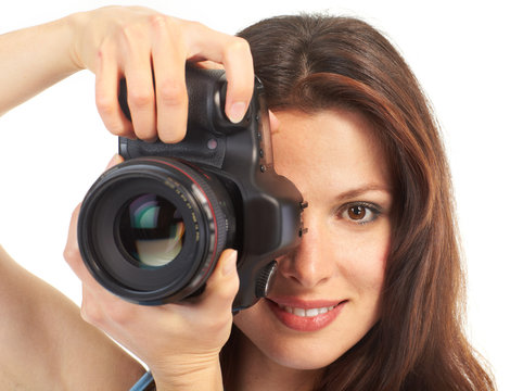 woman with photo camera