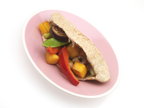 Chopped Vegetables In Wholemeal Pitta