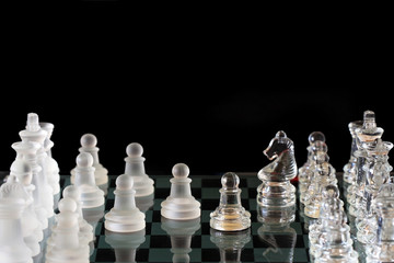 Power of Chess - crystal chess on black background