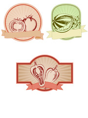 set of vintage labels with fruits and berries