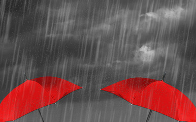 two red umbrellas