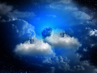 Obraz na płótnie Canvas Sky clouds moon