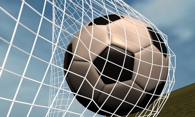 balón de futbol contra red de porteria © mick20