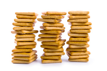 three stacks of cookies