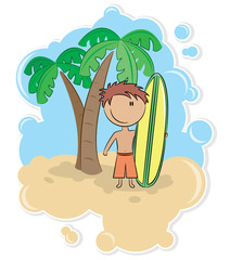 Obraz na płótnie Canvas Boy and surfboard