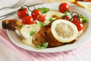 Chicken Leg With Lemon and Tomatoes