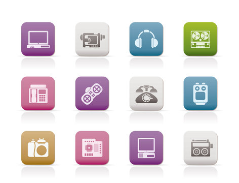 electronics, media and technical equipment icons