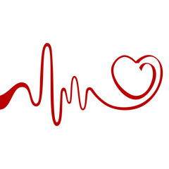 Heart and ecg from red ribbon