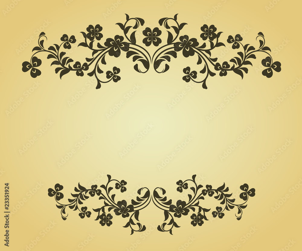 Wall mural vintage frame with clover