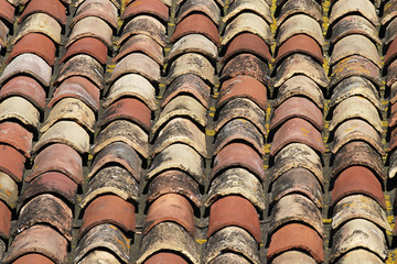 Roof of half round terra-cotta tiles