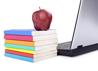 laptop computer books apple fruit food education school