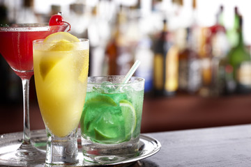 Tray of mixed drinks