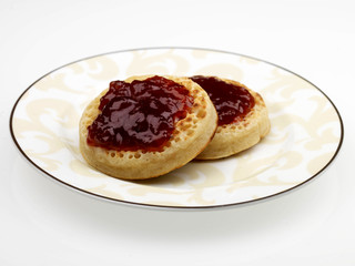 Crumpets with Strawberry Jam