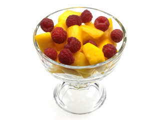 Bowl of Mango and Raspberries