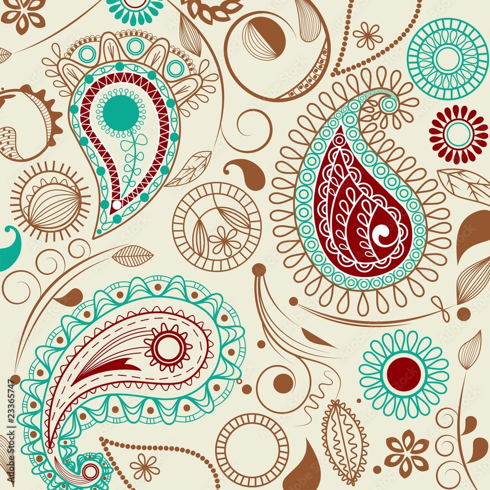 Aufkleber paisley pattern in retro style