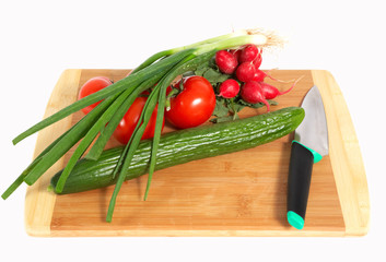 vegetables on wooden board
