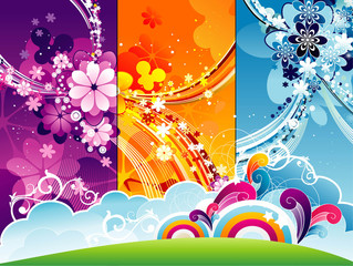floral abstract color vector