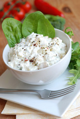Tzatziki potato salad in a bowl