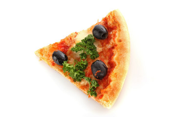 Tasty pizza with olives isolated on white