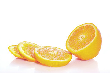 Sliced lemon  on  white background