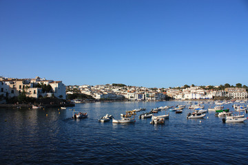 Boats in the bay of Cadaques. The village of Dali