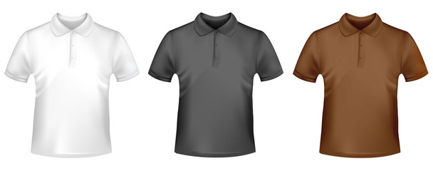 Photo-realistic vector. Two T-shirts. Black, white and brown.