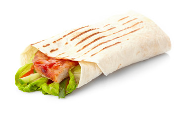 tortilla with meat and vegetables.