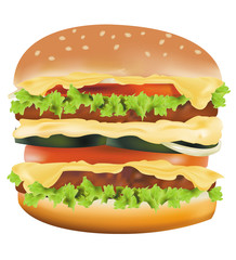 Photo-realistic vector illustration of the big cheeseburger.