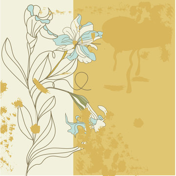 Decorative card with iris flowers