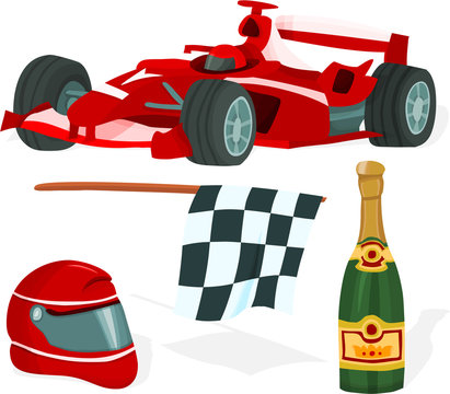 Set of a formula one accessories