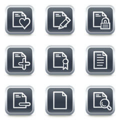 Document web icons set 2, grey square buttons