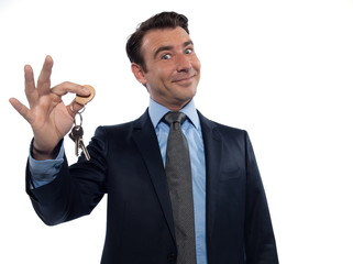 Man Businessman realtor offering keys