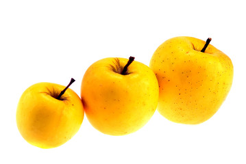 golden delicious juicy apples isolated on white