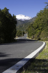 camino con curvas que lleva a la montaña