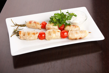 Roasted kebab with vegetables