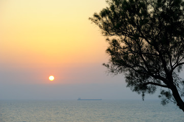 Fototapeta na wymiar The sea at sunset
