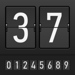 Set of figures on a mechanical scoreboard. Vector.