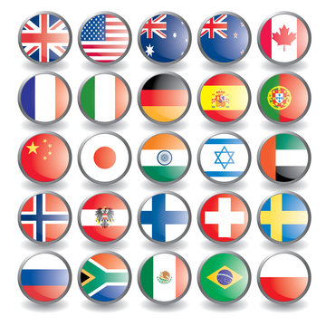 Web buttons with flags.Vector illustration eps 10.