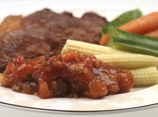 Grilled Steak with Steamed Vegetables