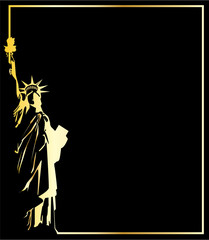 the gold vector statue of liberty on black background © sdmix