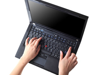 Fototapeta na wymiar Woman and laptop