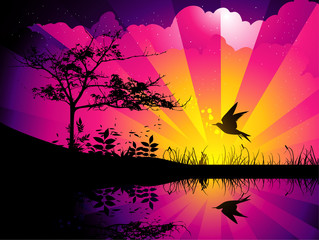 Obraz premium lake lanscape vector