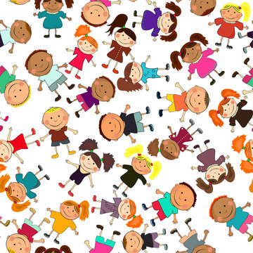 vector seamless background with kids