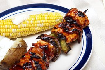 Kabobs and Corn Dinner