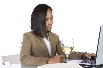 Businesswoman at Her Desk Working