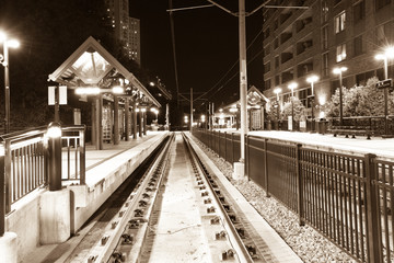 Train station in Hoboken at night, New Jersey