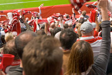 Fu&szlig;ballfan, Zuschauer, Stadion, Jubel